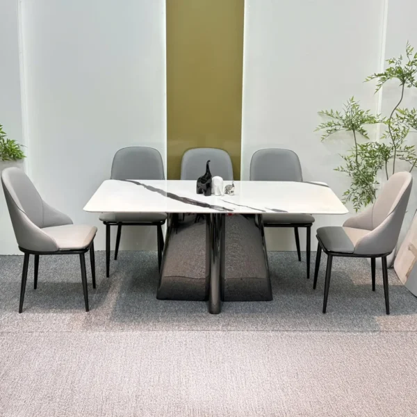 Trang chủ 414 Bộ bàn ăn 6 ghế mặt đá chân inox hiện đại - SP15869