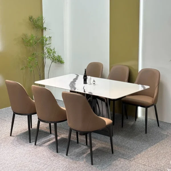 bo ban an 6 ghe mat da chan inox hien dai sp15869