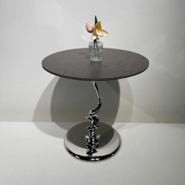 Bàn trà góc sofa mặt đá chân xoắn cao cấp hiện đại - SP18535