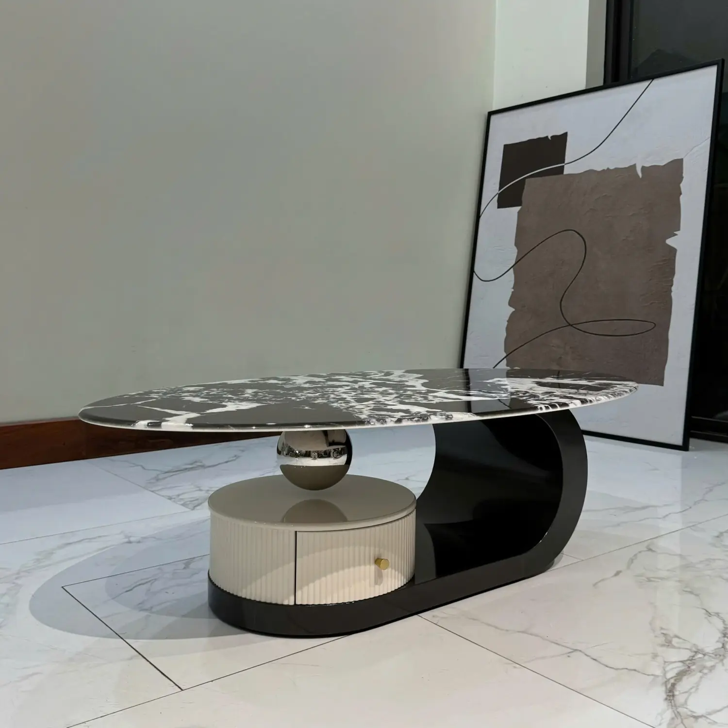 Bàn trà mặt đá hình elip phong cách hiện đại - SP18311 12 ban tra mat da hinh elip phong cach hien dai sp18311 2