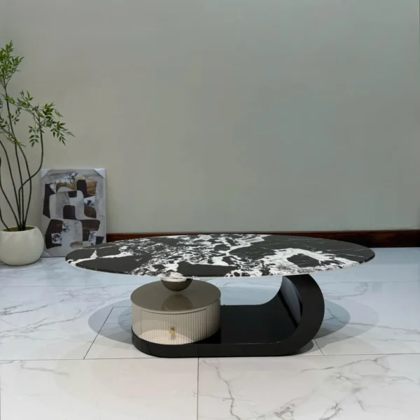 Trang chủ 390 Bàn trà mặt đá hình elip phong cách hiện đại - SP18311