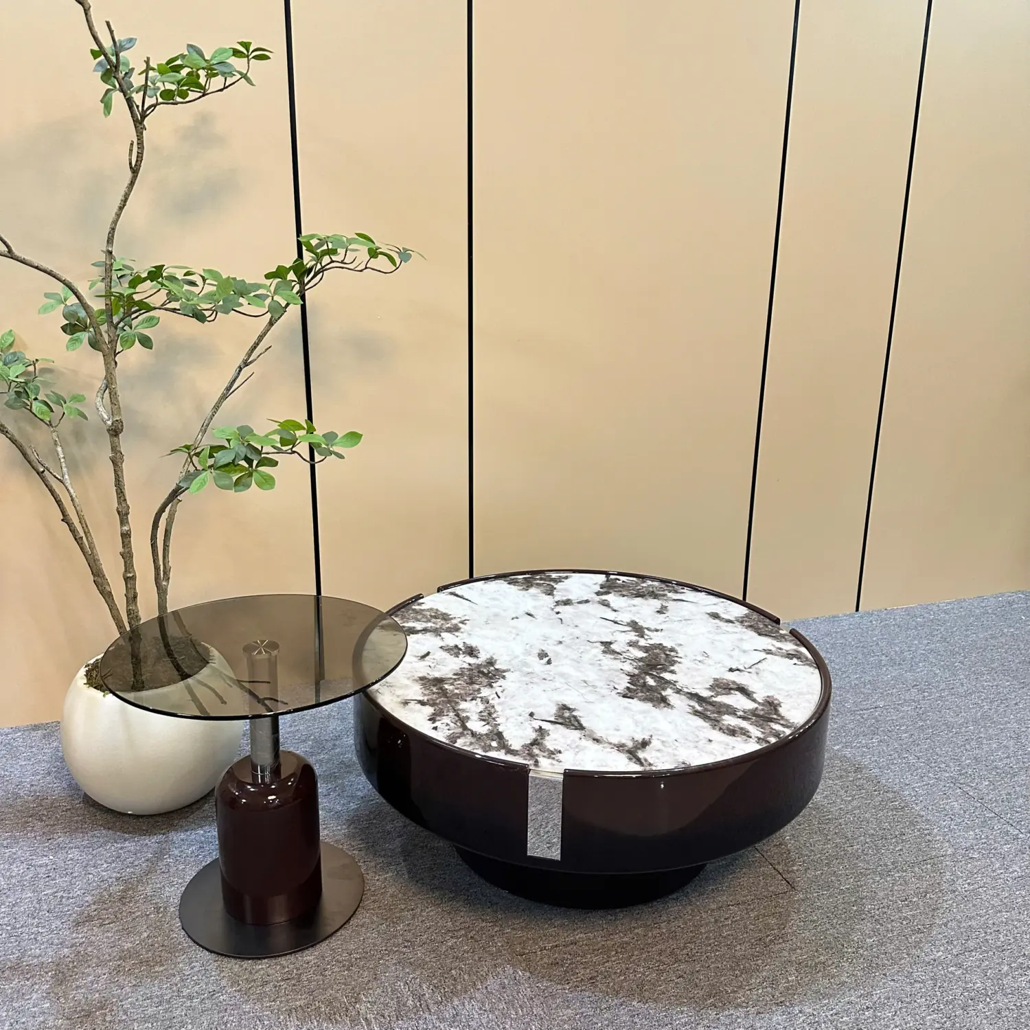 Bàn trà tròn đôi mặt đá hiện đại - SP16002 4 ban tra tron doi mat da hien dai sp16002 1