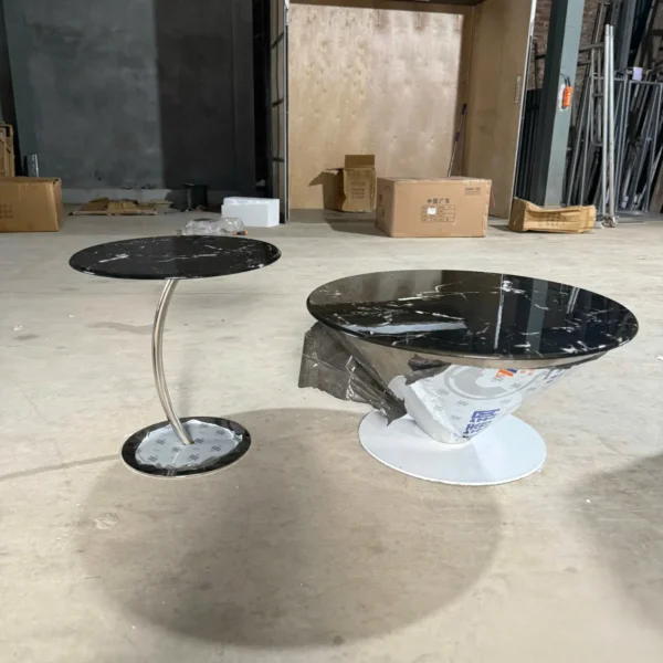 Bàn trà tròn mặt đá chân inox cách điệu hiện đại - SP18317 6 ban tra tron mat da chan inox cach dieu hien dai sp18317 4