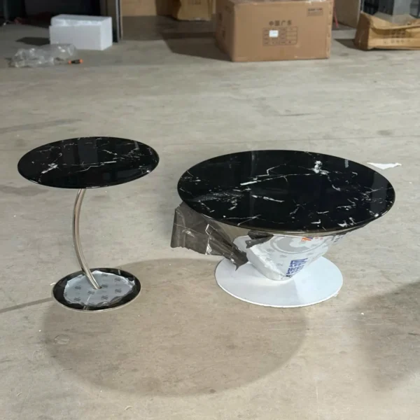 Bàn trà tròn mặt đá chân inox cách điệu hiện đại - SP18317 7 ban tra tron mat da chan inox cach dieu hien dai sp18317 5