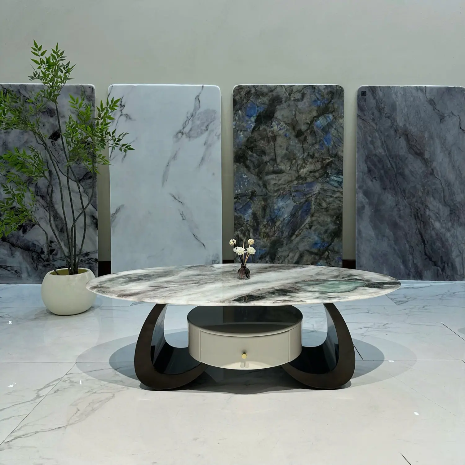 Bàn trà tròn mặt đá ngăn kéo cách điệu nhập khẩu - SP17388 7 ban tra tron mat da ngan keo cach dieu nhap khau sp17388 1