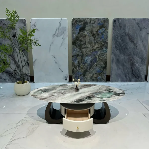 Bàn trà tròn mặt đá ngăn kéo cách điệu nhập khẩu - SP17388 5 ban tra tron mat da ngan keo cach dieu nhap khau sp17388 2