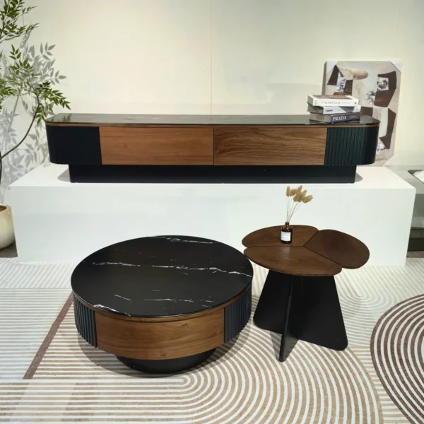 Trang chủ 407 Bàn trà tròn mặt đá phong cách hiện đại cao cấp - SP18296