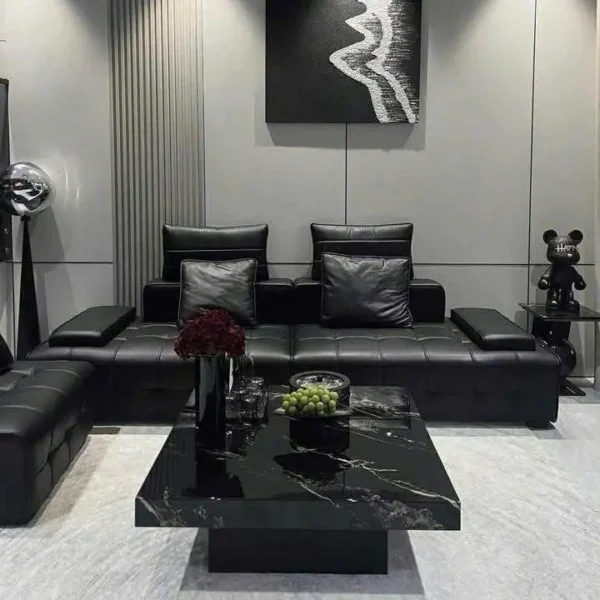 Bàn trà vuông mặt đá thiết kế hiện đại - SP17373