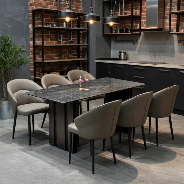 Bộ bàn ăn mặt đá 6 ghế thiết kế hiện đại - SP16302