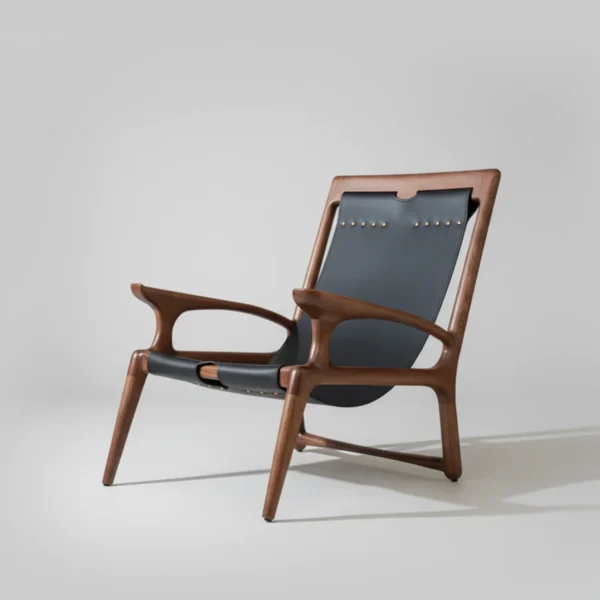 Ghế thư giãn gỗ sồi Mỹ tự nhiên bọc da yên ngựa hàng xuất khẩu cao cấp - SP17942