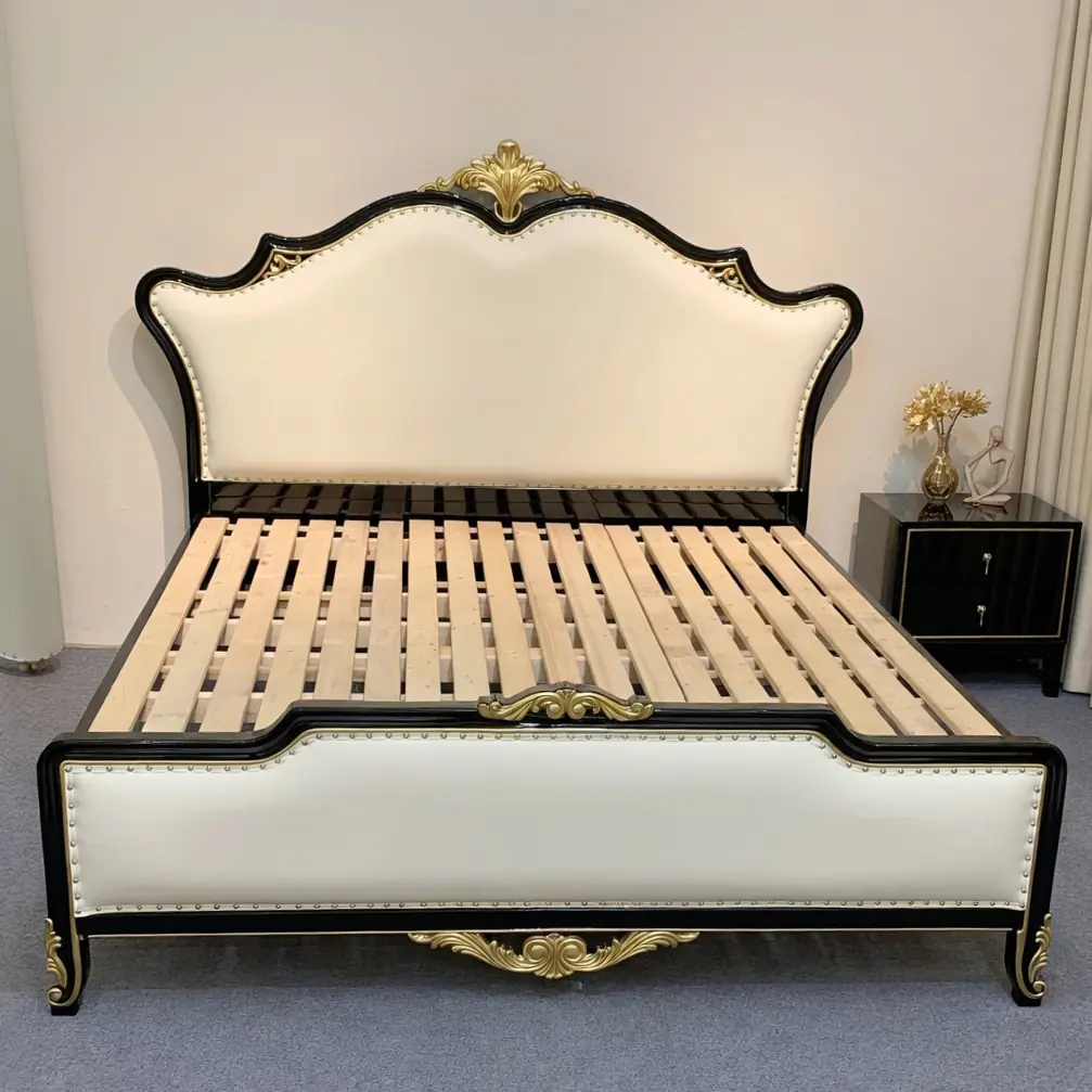 Giường ngủ bọc da tân cổ điển viền đen nhập khẩu cao cấp - SP18377 1 Giường ngủ bọc da tân cổ điển viền đen nhập khẩu cao cấp - SP18377