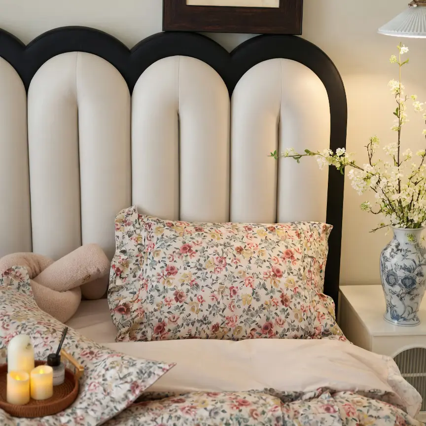 Giường ngủ đầu giường sóng bọc da đen kem sang trọng nhập khẩu cao cấp - SP18382 10 giuong ngu dau giuong song boc da den kem sang trong nhap khau cao cap sp18382