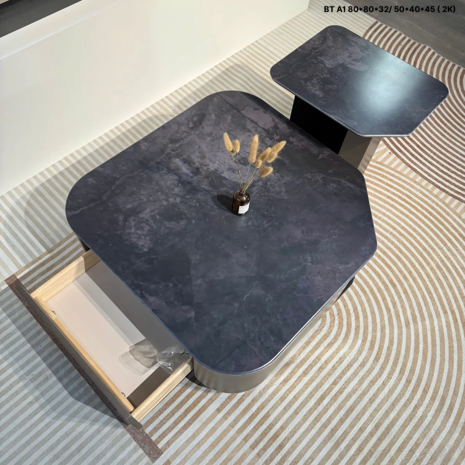 Bàn trà đôi mặt đá cao cấp - SP18837 4 Bàn trà đôi mặt đá cao cấp - SP18837 - Ảnh 4