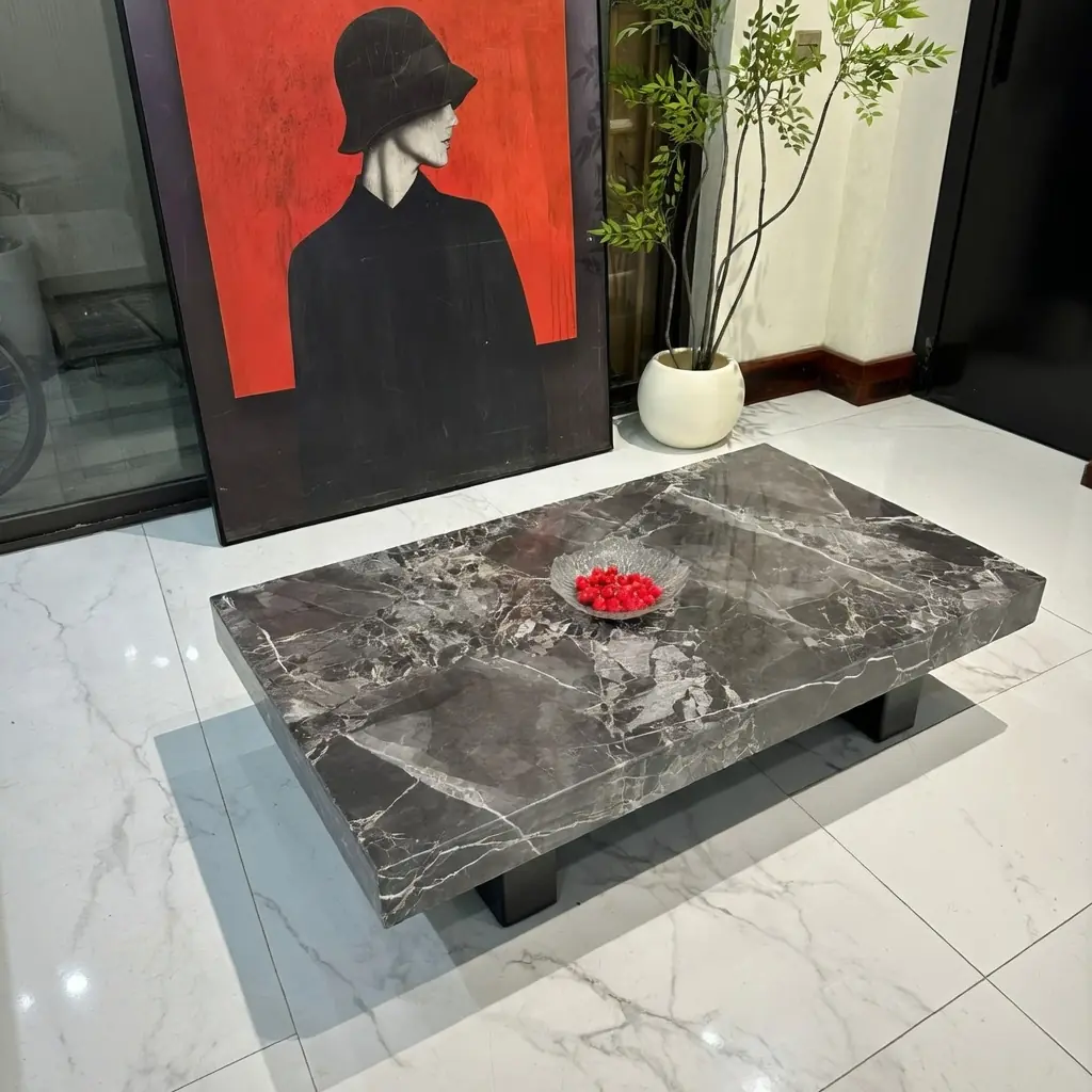 Bàn ăn mặt đá chữ nhật nguyên tấm sang trọng nhập khẩu - SP18852 11 ban tra mat da chu nhat nguyen tam sang trong nhap khau sp18844 3