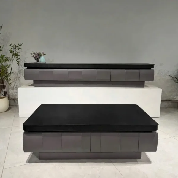 Trang chủ 390 Bàn trà mặt đá thạch anh đen cao cấp nhập khẩu - SP18881