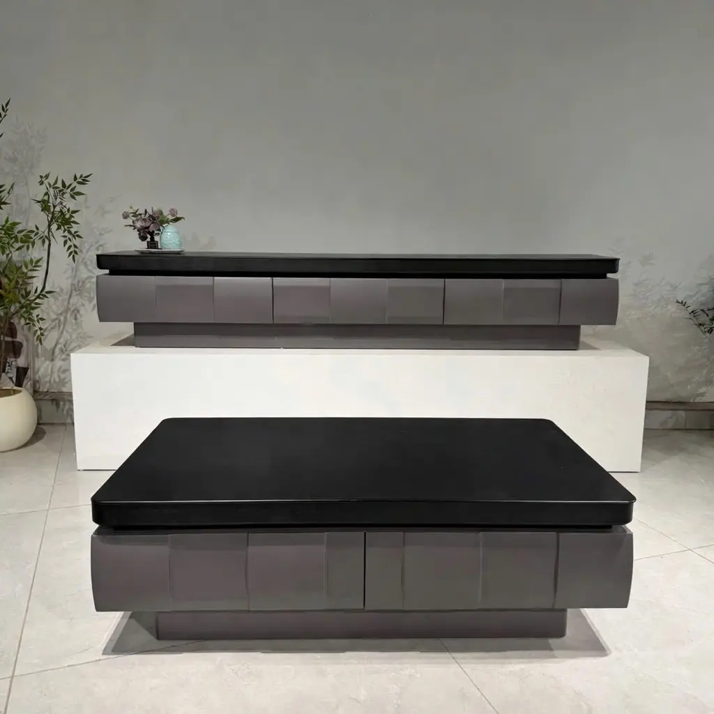 Bàn trà mặt đá thạch anh đen cao cấp nhập khẩu - SP18881 1 Bàn trà mặt đá thạch anh đen cao cấp nhập khẩu - SP18881