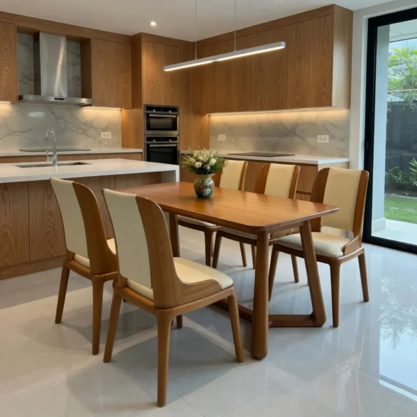 Bộ bàn ăn gỗ sồi cao cấp sang trọng - SP18942